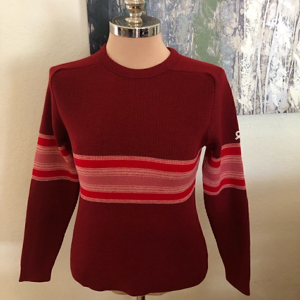 Demetre 100% Wool Striped Crew Neck Knit Sweater Women's Size M Large Multicolor